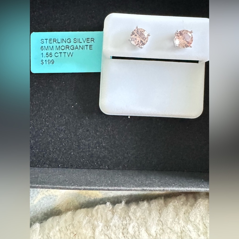 Sterling Silver Morganite Stud Earrings